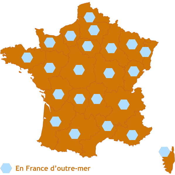 Carte de France avec les implantations des logiciels Edilogic